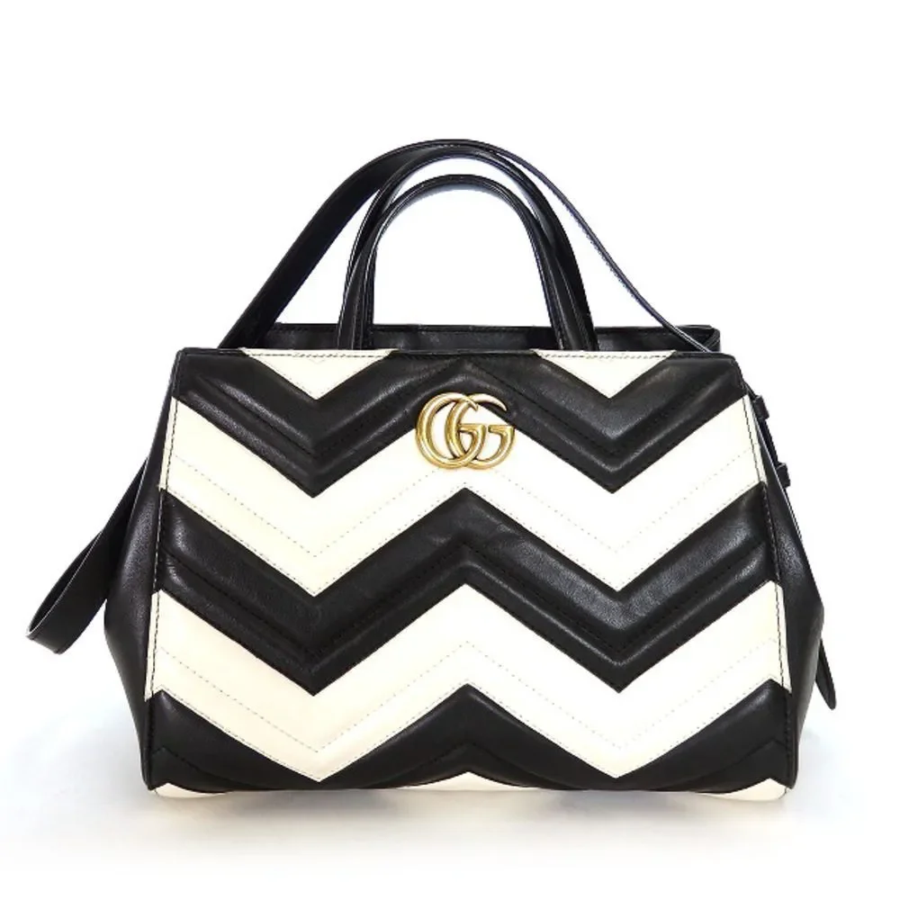 Gucci GG Marmont Shoulder Bag White Black